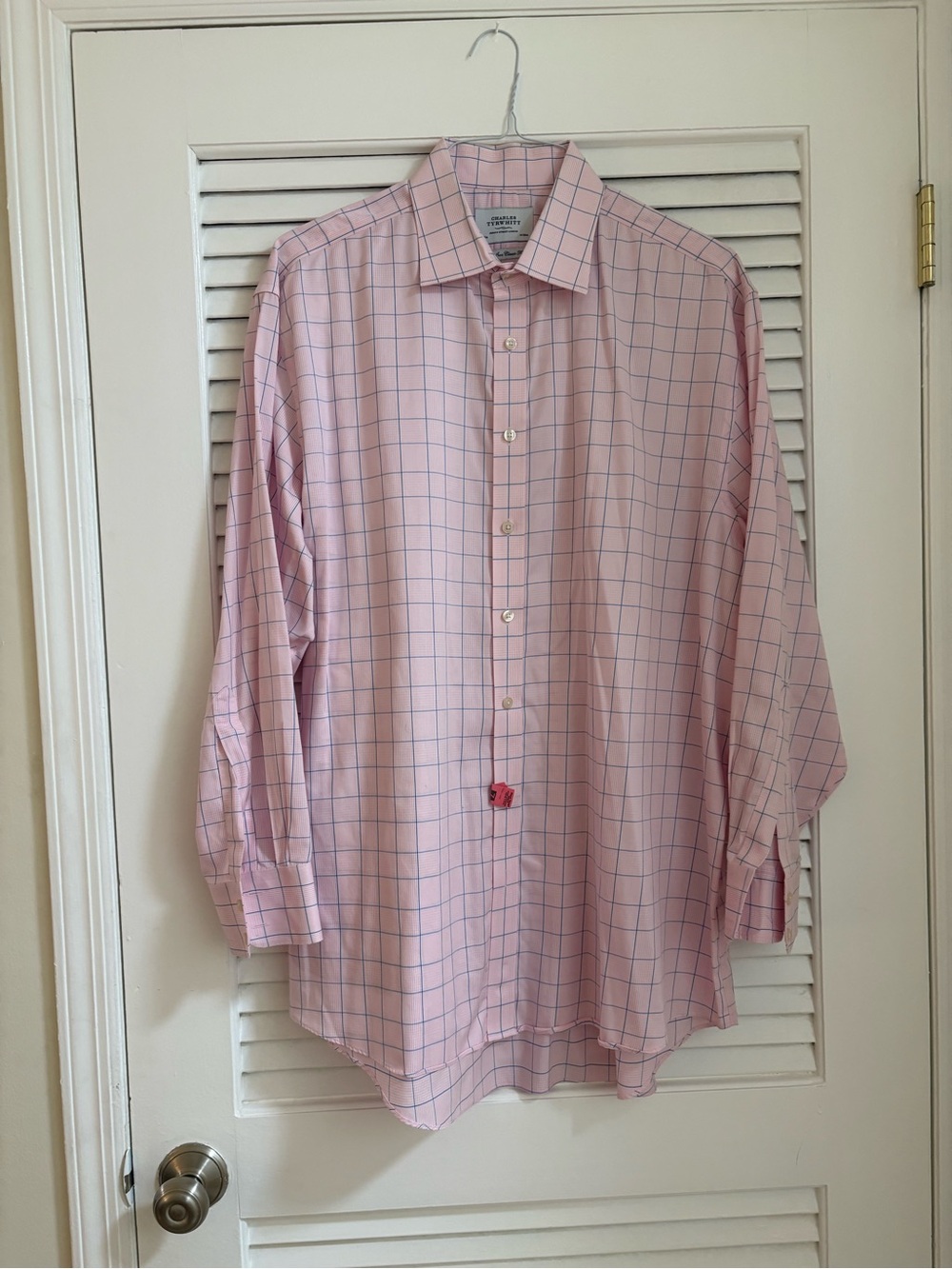 Charles Tyrwhitt Pink Windowpane Dress Shirt – Men’s Size 17.5/34
